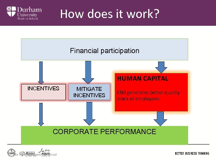 How does it work? Financial participation HUMAN CAPITAL INCENTIVES MITIGATE INCENTIVES ESO generates better