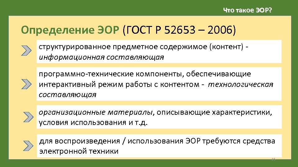 Что такое ЭОР? Определение ЭОР (ГОСТ Р 52653 – 2006) структурированное предметное содержимое (контент)