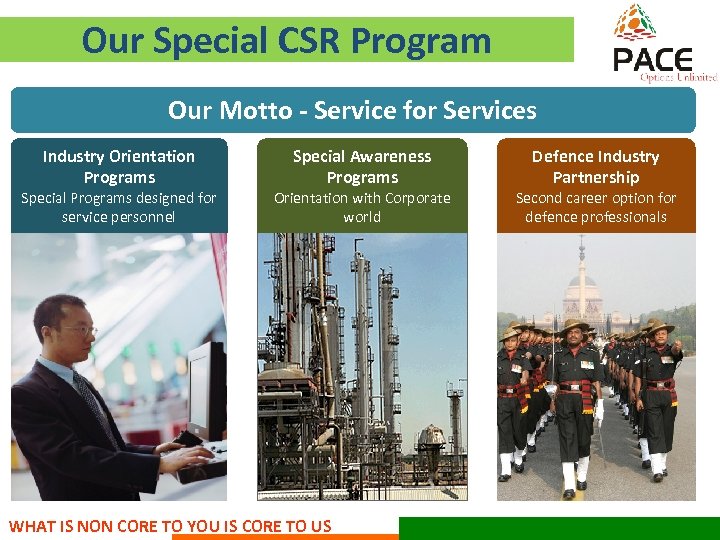 Our Special CSR Program Our Motto - Service for Services Industry Orientation Programs Special