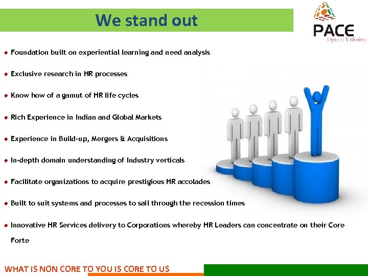 We stand out ¿ Foundation built on experiential learning and need analysis ¿ Exclusive