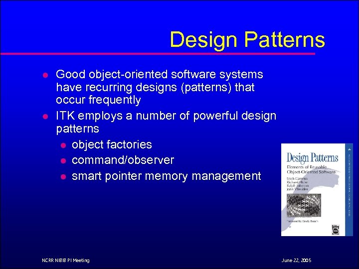 Design Patterns l l Good object-oriented software systems have recurring designs (patterns) that occur