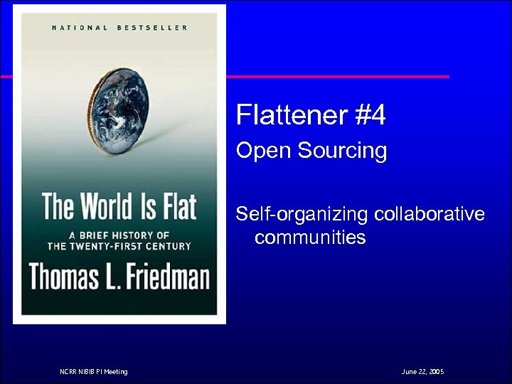 Flattener #4 Open Sourcing Self-organizing collaborative communities NCRR NIBIB PI Meeting June 22, 2005