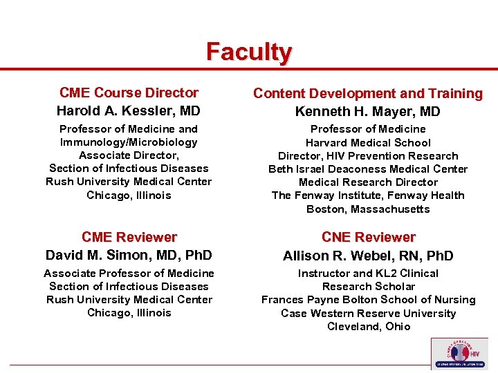 Faculty CME Course Director Harold A. Kessler, MD Professor of Medicine and Immunology/Microbiology Associate