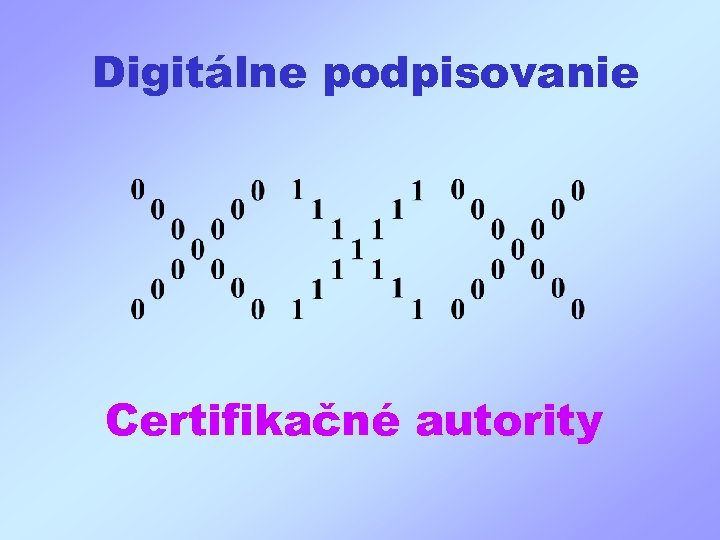 Digitálne podpisovanie Certifikačné autority 