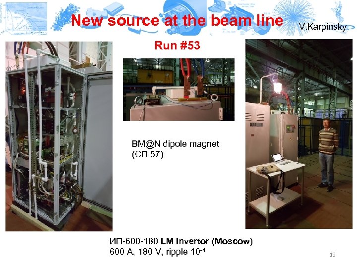 New source at the beam line V. Karpinsky Run #53 BM@N dipole magnet (СП