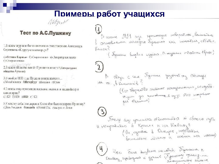 Примеры работ учащихся 