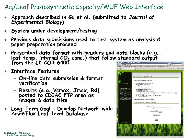 Aci/Leaf Photosynthetic Capacity/WUE Web Interface · Approach described in Gu et al. (submitted to