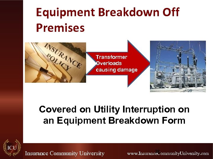 Equipment Breakdown Off Premises Transformer Overloads causing damage Covered on Utility Interruption on an