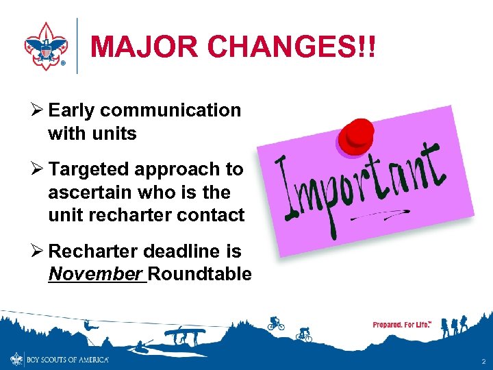 MAJOR CHANGES!! Ø Early communication with units Ø Targeted approach to ascertain who is