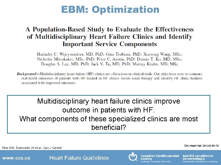 EBM: Optimization Multidisciplinary heart failure clinics improve outcome in patients with HF. What components