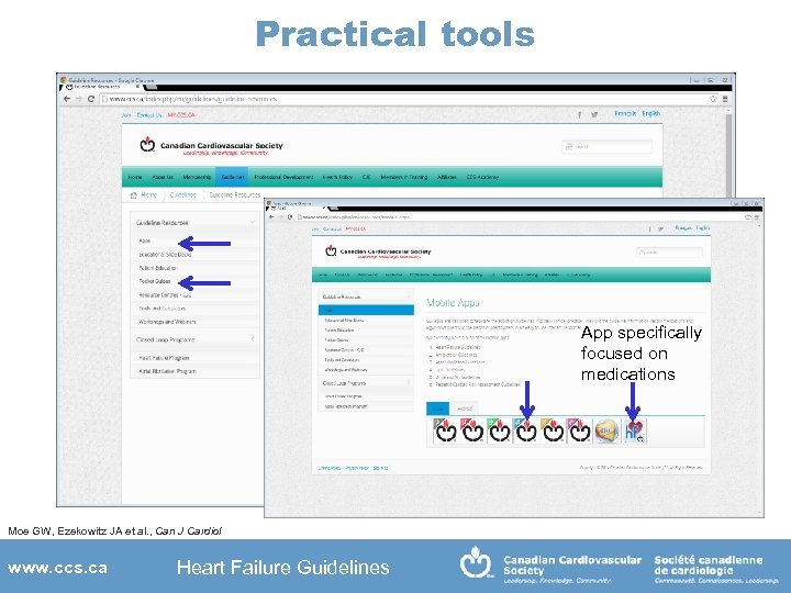 Practical tools App specifically focused on medications Moe GW, Ezekowitz JA et al. ,