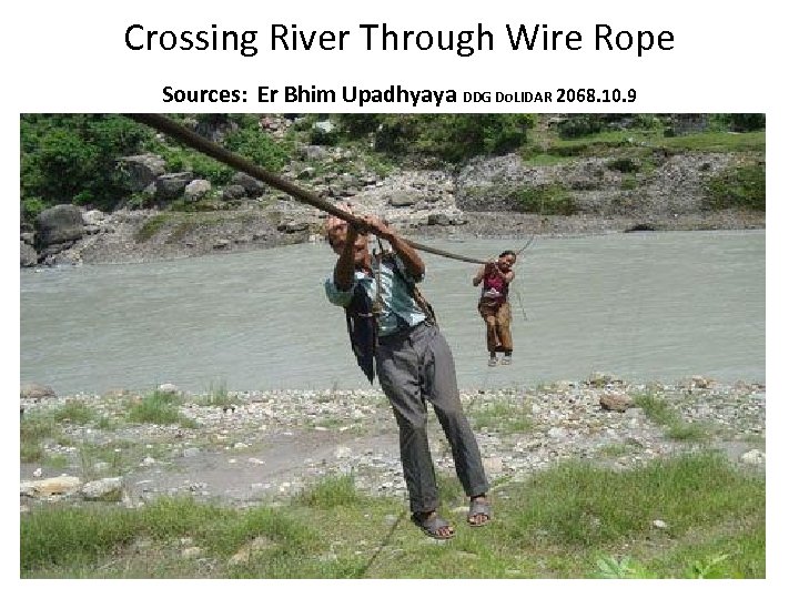 Crossing River Through Wire Rope Sources: Er Bhim Upadhyaya DDG Do. LIDAR 2068. 10.