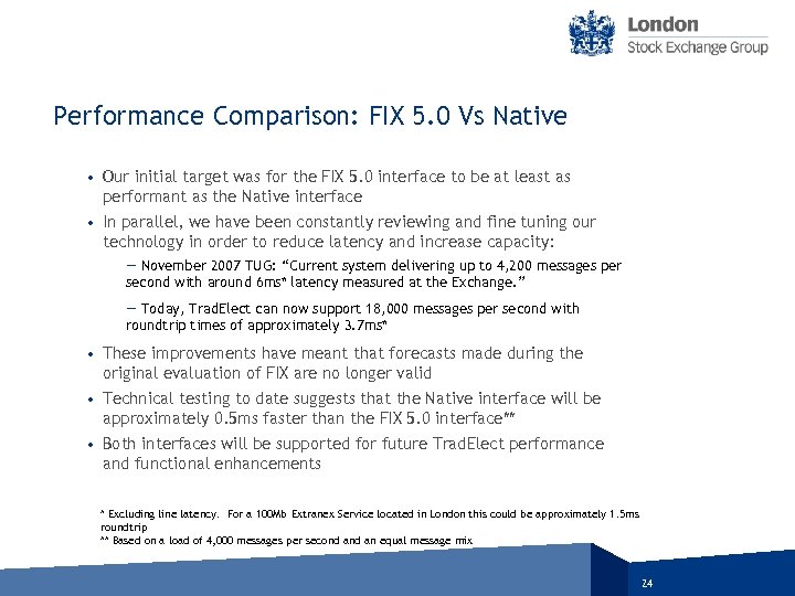 Performance Comparison: FIX 5. 0 Vs Native • Our initial target was for the