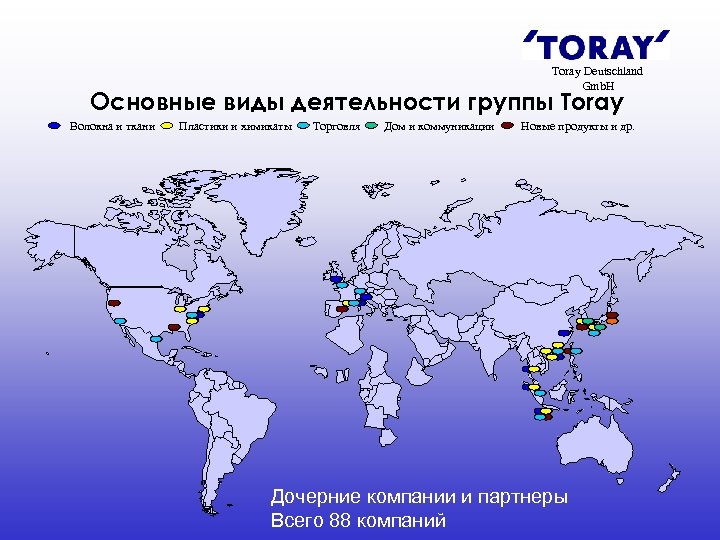 Toray Deutschland Gmb. H Основные виды деятельности группы Toray Волокна и ткани Пластики и