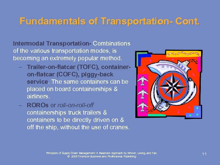 Fundamentals of Transportation- Cont. Intermodal Transportation- Combinations of the various transportation modes, is becoming