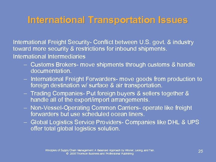 International Transportation Issues International Freight Security- Conflict between U. S. govt. & industry toward