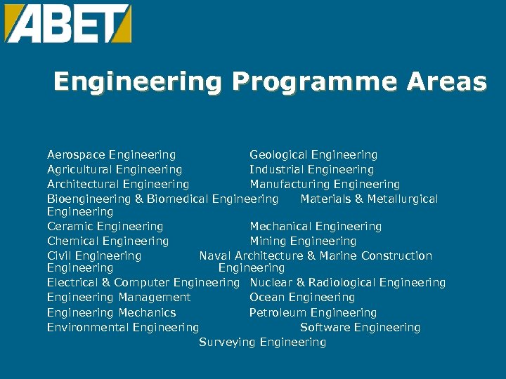 Engineering Programme Areas Aerospace Engineering Geological Engineering Agricultural Engineering Industrial Engineering Architectural Engineering Manufacturing