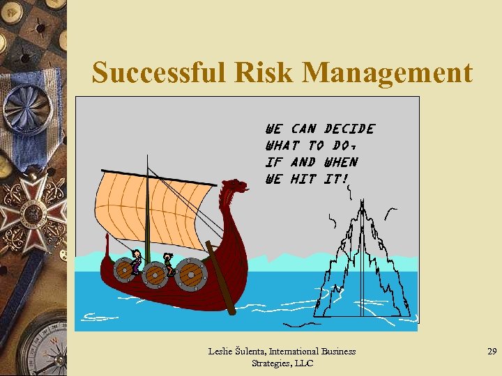 Successful Risk Management WE CAN DECIDE WHAT TO DO, IF AND WHEN WE HIT