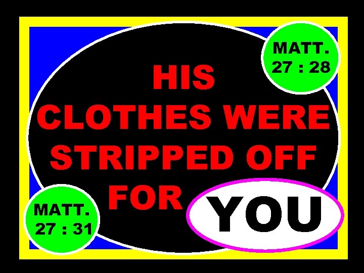 MATT. 27 : 28 HIS CLOTHES WERE STRIPPED OFF MATT. FOR. …… 27 :