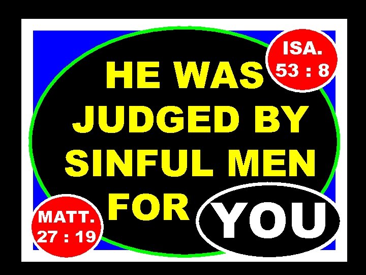 ISA. 53 : 8 HE WAS JUDGED BY SINFUL MEN MATT. FOR………. YOU 27