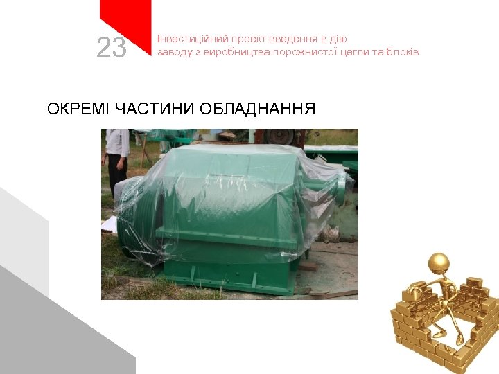 23 Інвестиційний проект введення в дію заводу з виробництва порожнистої цегли та блоків ОКРЕМІ