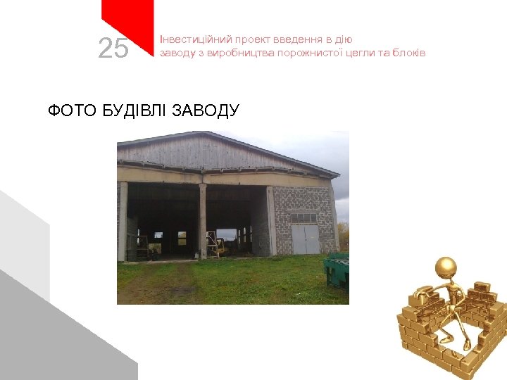 25 Інвестиційний проект введення в дію заводу з виробництва порожнистої цегли та блоків ФОТО