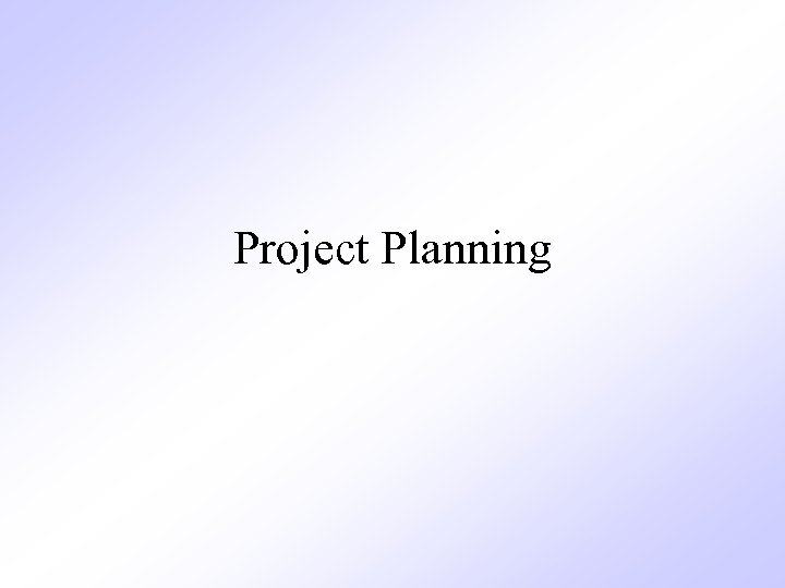 Project Planning 