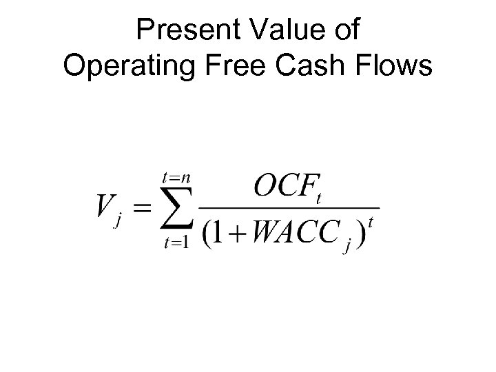 Present Value of Operating Free Cash Flows 