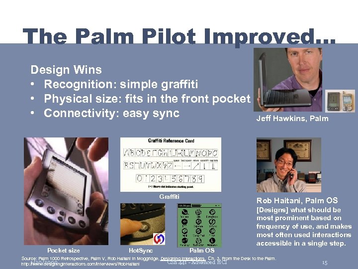 The Palm Pilot Improved… Design Wins • Recognition: simple graffiti • Physical size: fits