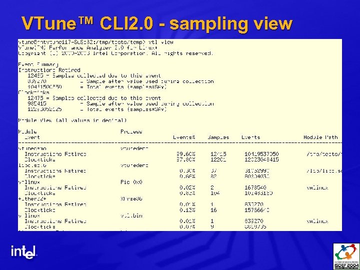 VTune™ CLI 2. 0 - sampling view 