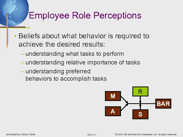 Employee Role Perceptions • Beliefs about what behavior is required to achieve the desired