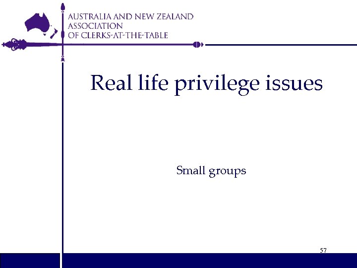 Real life privilege issues Small groups 57 