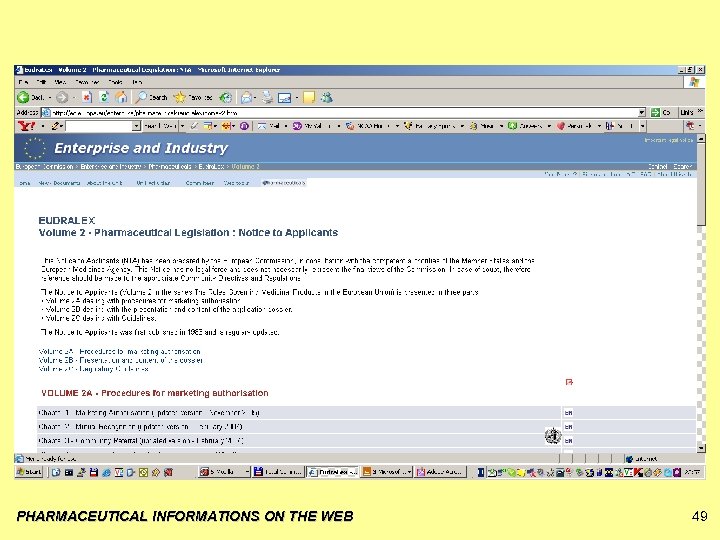 PHARMACEUTICAL INFORMATIONS ON THE WEB 49 