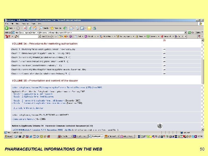 PHARMACEUTICAL INFORMATIONS ON THE WEB 50 
