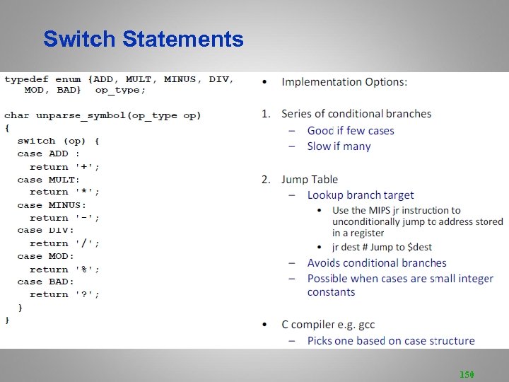Switch Statements 150 