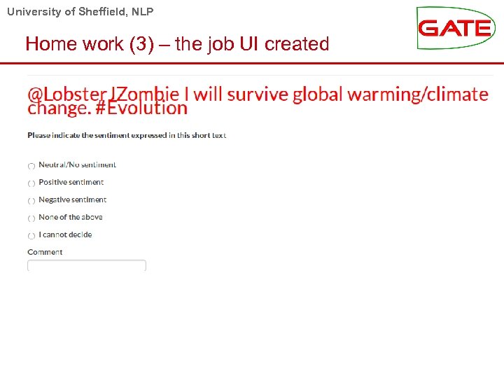 University of Sheffield, NLP Home work (3) – the job UI created 