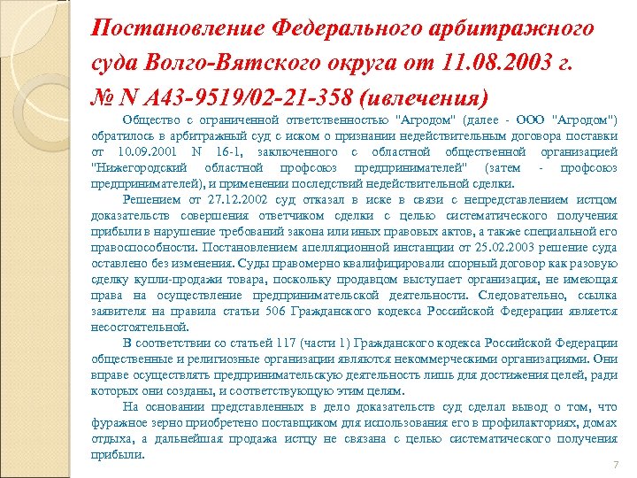 Постановление Федерального арбитражного суда Волго-Вятского округа от 11. 08. 2003 г. № N А