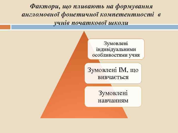 Фактори, що пливають на формування англомовної фонетичної компетентності в учнів початкової школи Зумовлені індивідуальними