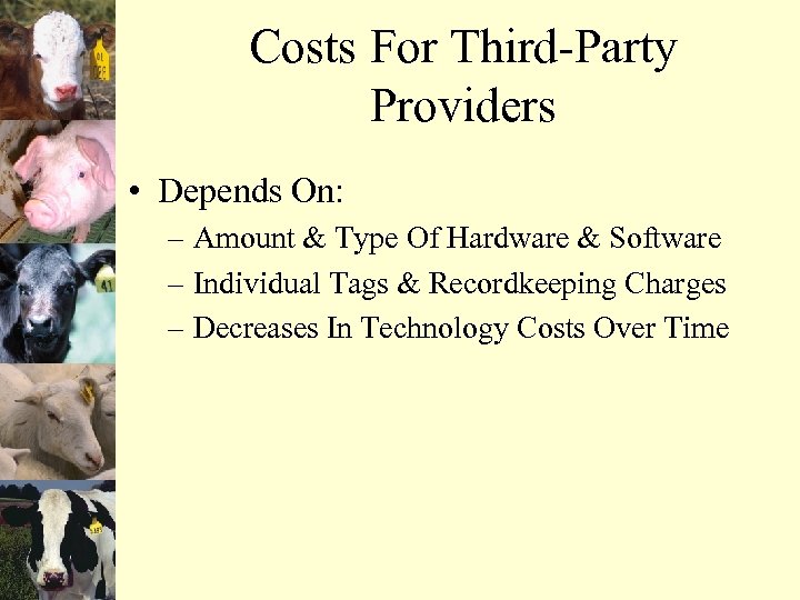 Costs For Third-Party Providers • Depends On: – Amount & Type Of Hardware &