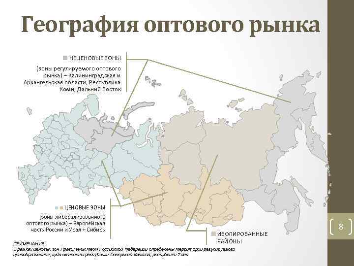 География оптового рынка ■ НЕЦЕНОВЫЕ ЗОНЫ (зоны регулируемого оптового рынка) – Калининградская и Архангельская