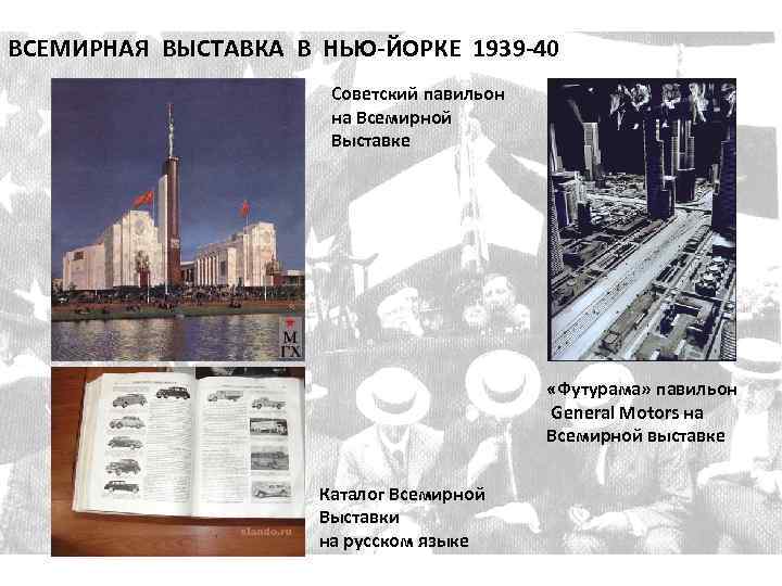 ВСЕМИРНАЯ ВЫСТАВКА В НЬЮ-ЙОРКЕ 1939 -40 Советский павильон на Всемирной Выставке «Футурама» павильон General