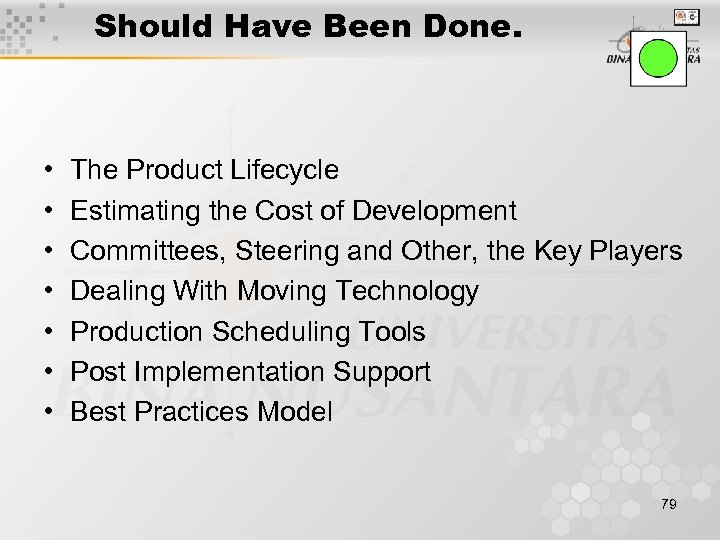 Should Have Been Done. • • The Product Lifecycle Estimating the Cost of Development