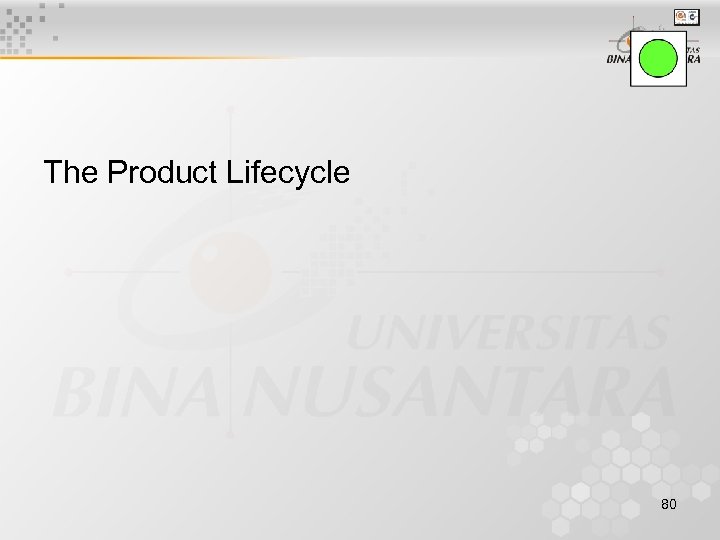 The Product Lifecycle 80 