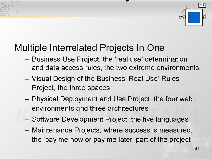 Multiple Interrelated Projects In One – Business Use Project, the ‘real use’ determination and