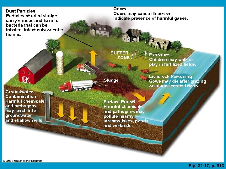 Dust Particles of dried sludge carry viruses and harmful bacteria that can be inhaled,