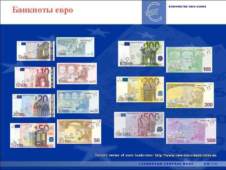 Банкноты евро 