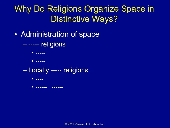 Why Do Religions Organize Space in Distinctive Ways? • Administration of space – -----