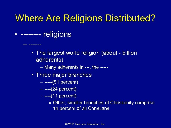 Where Are Religions Distributed? • ---- religions – ----- • The largest world religion