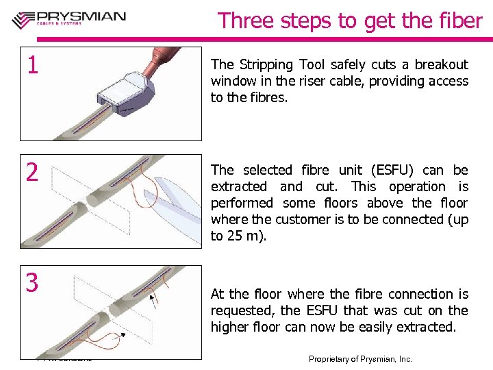 Three steps to get the fiber 1 The Stripping Tool safely cuts a breakout