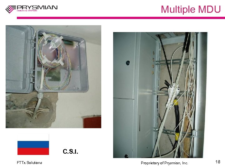 Multiple MDU C. S. I. FTTx Solutions Proprietary of Prysmian, Inc. 18 